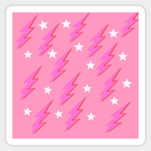 Pink Lightening Bolts and Stars Sticker